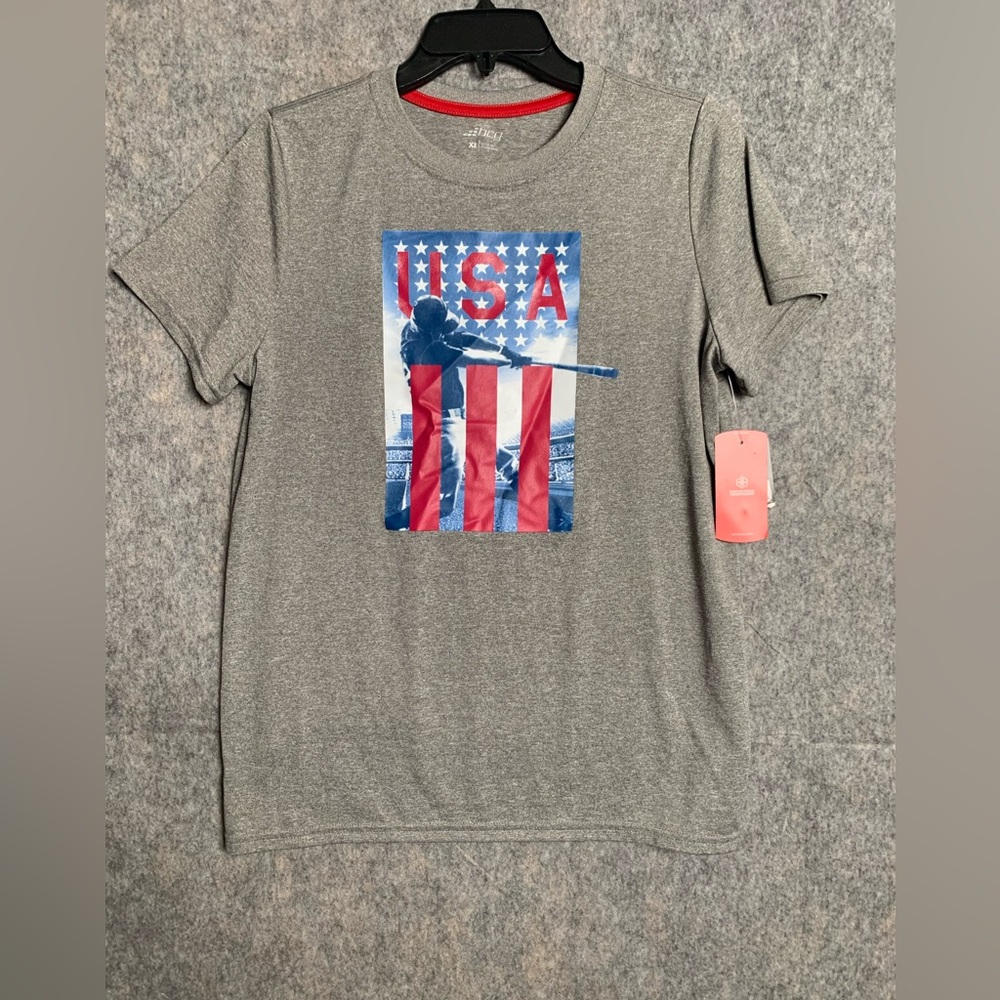 bcg Kids Boys Size XL USA Baseball Training Tee Shirt Gray‎